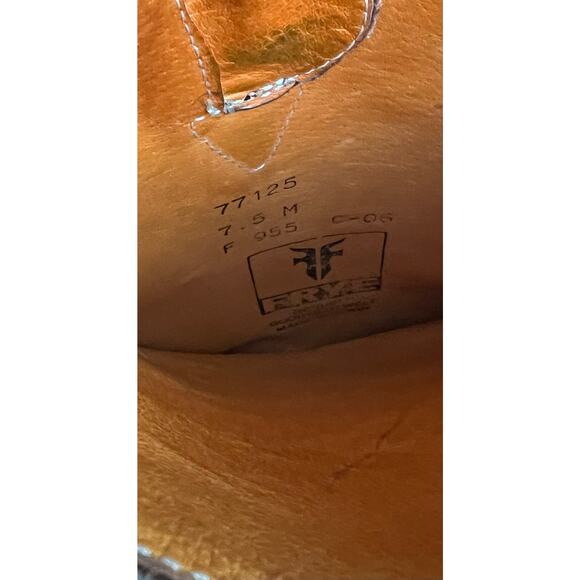 Frye Brown Leather Harness Strap Pointed Toe Knee High Pull On Heeled Boots 7.5 - Picture 10 of 14